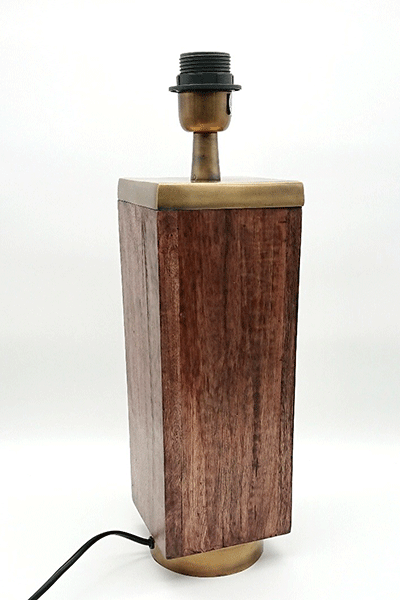 Beistellampe-Holz-mit-Messing-Detail--Lampenfuß-braun