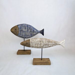 Holz Deko Fisch auf Fuß - zwei Varianten